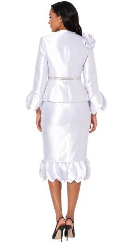 Elegant Dress & Jacket Set with Brooch - 41039