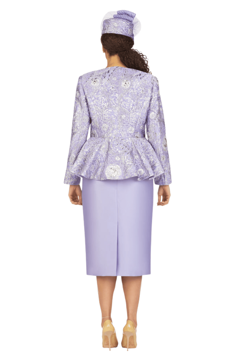3pc Brocade&Crkl Satin Peplum Skt Suit-Plus - Especially Yours