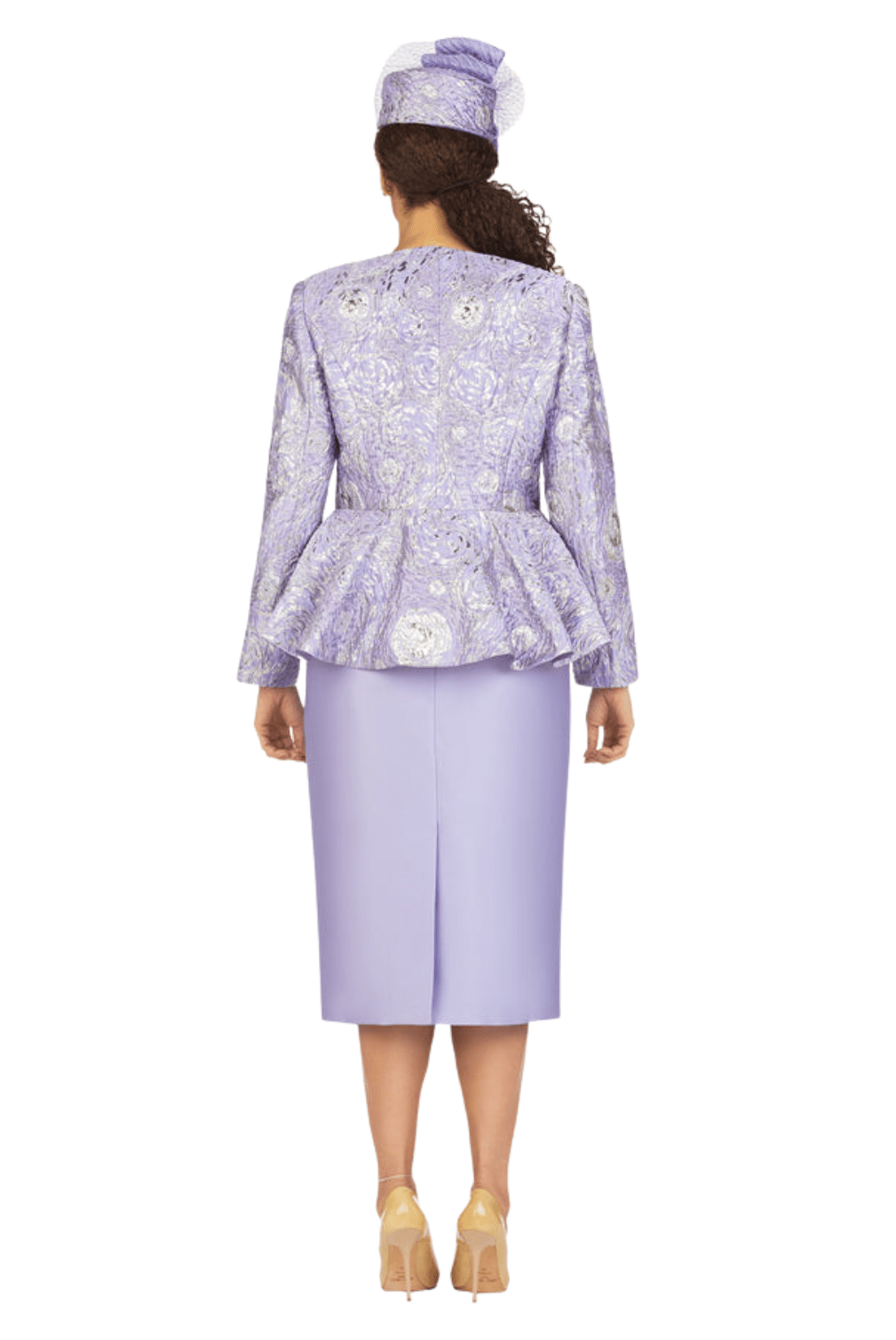 3pc Brocade&Crkl Satin Peplum Skt Suit-Plus - Especially Yours