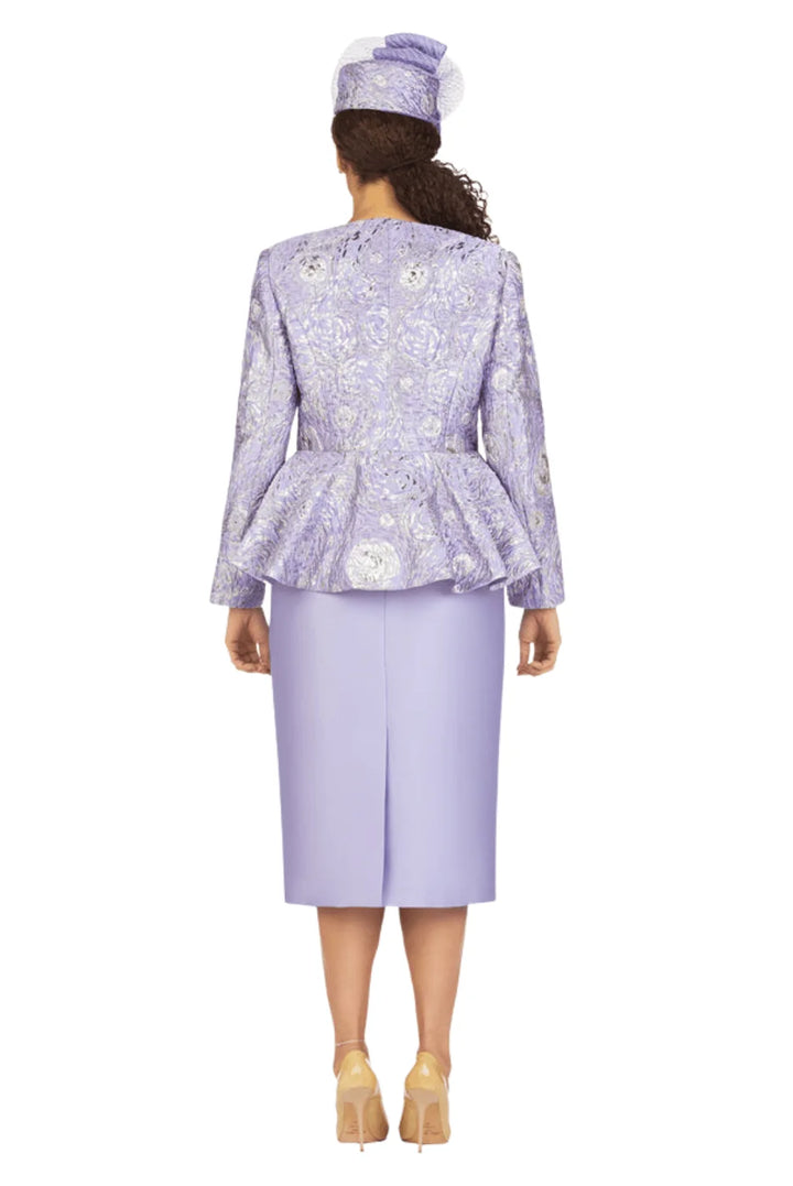 3pc Brocade&Crkl Satin Peplum Skt Suit-Plus