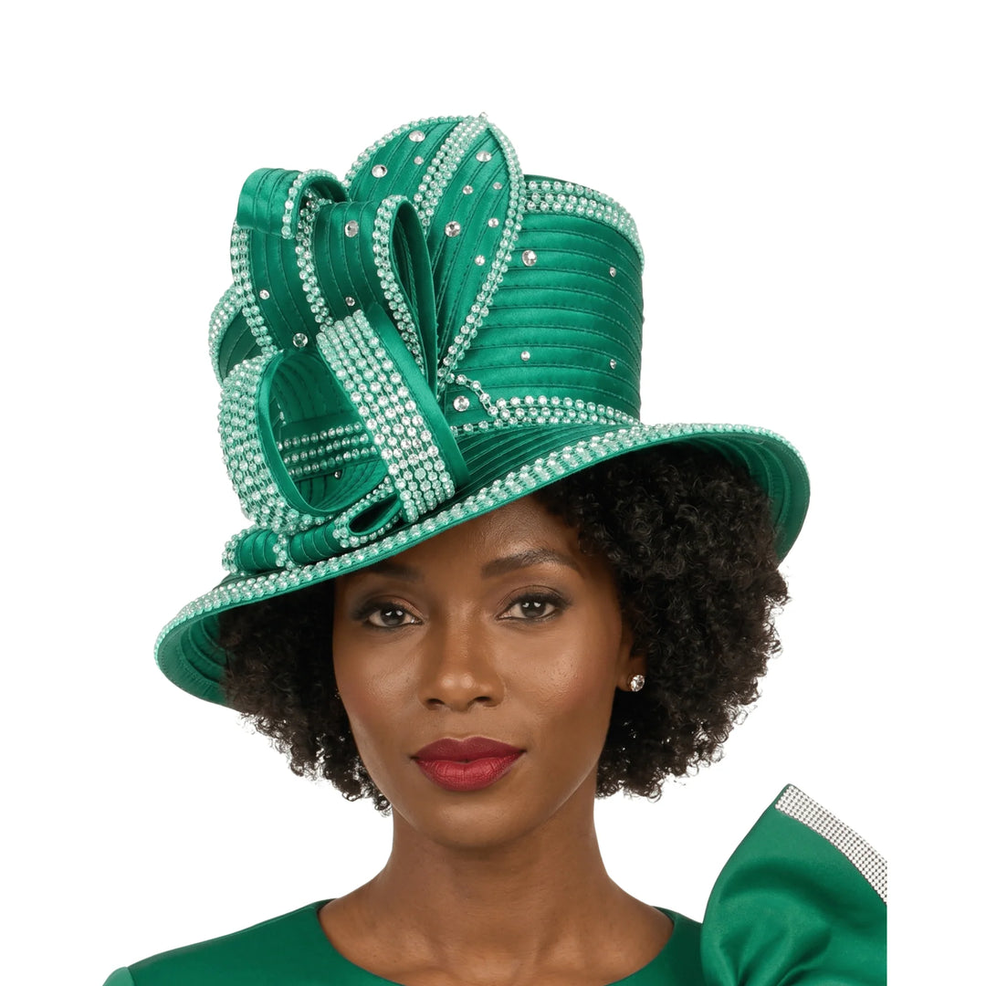 Rhinestone Embellished Sculpted Wide-Brim Hat
