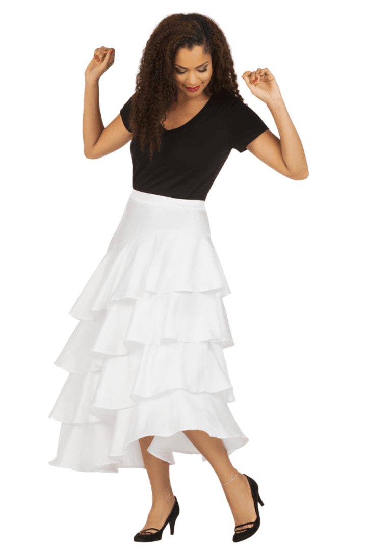 1pc Uneven Sweep Shantung Tiered Skirt-Plus - Especially Yours