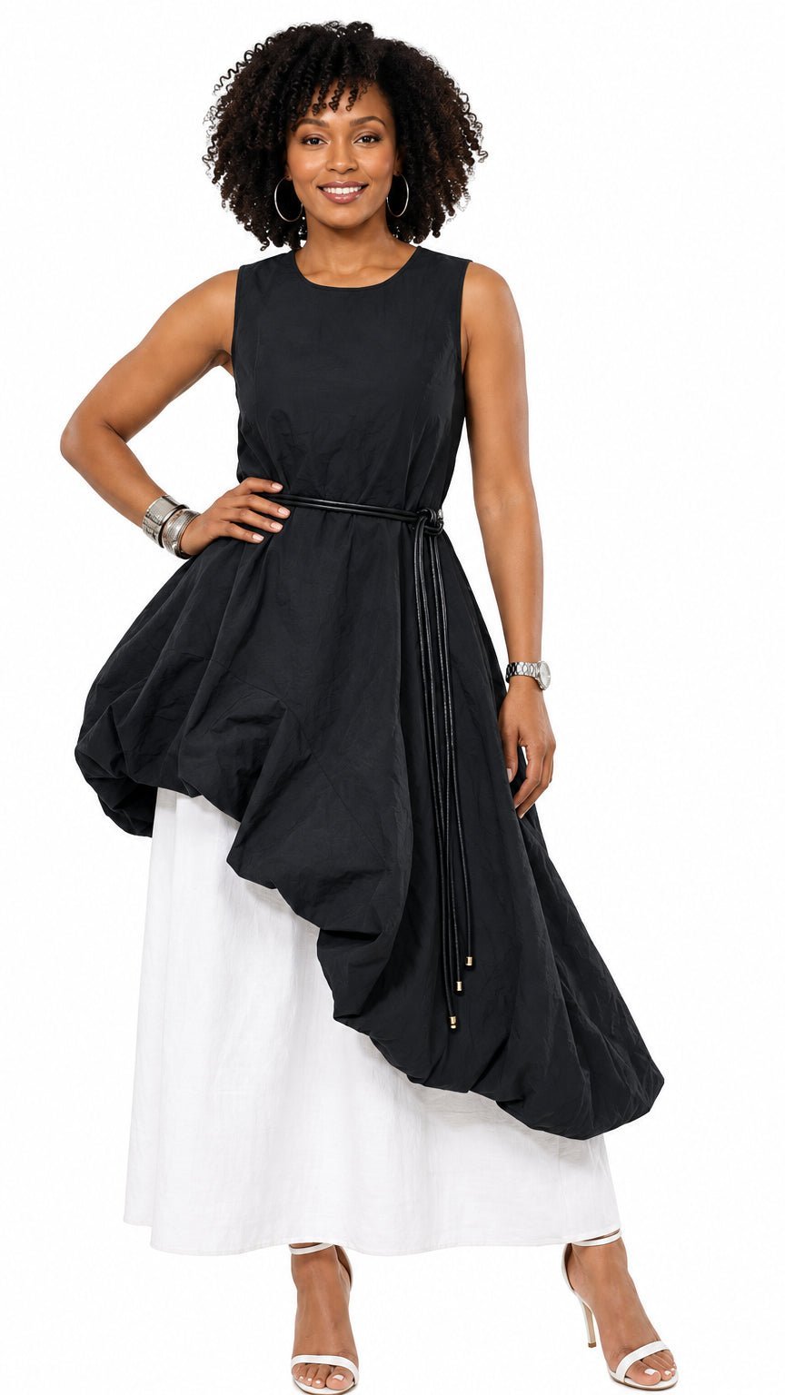 Asymmetrical Bubble Hem Maxi Dress by Love The Queen - Especially Yours
