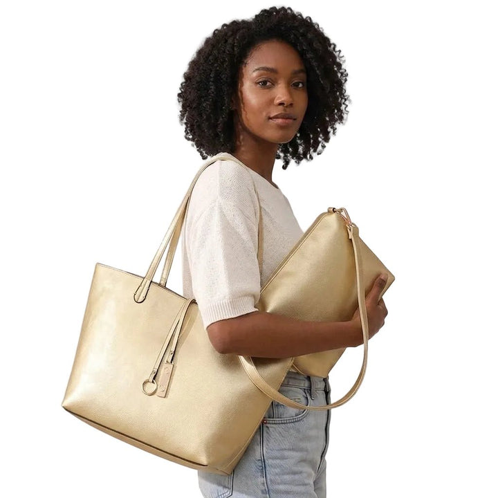 2PCS - Faux Leather Reversible Tote Crossbody Handbag Set - Especially Yours