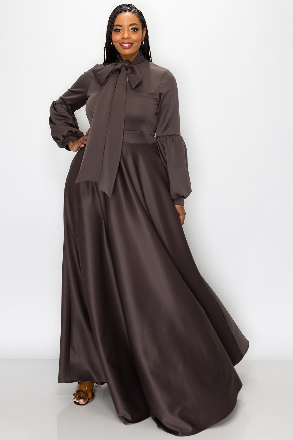 Bella Donna Dress with Ribbon and Bishop Sleeves