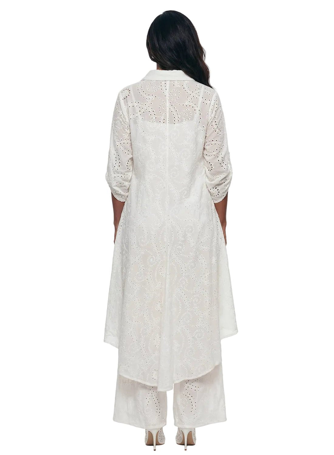 embroidered cotton hi-low tunic set white Lisa Rene | Especially Yours