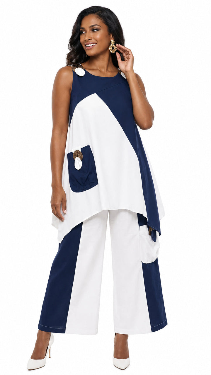 Lisa Rene' , 2Pc. Tunic & Pant Set, Linen/Viscose Fabric. Style 3389
