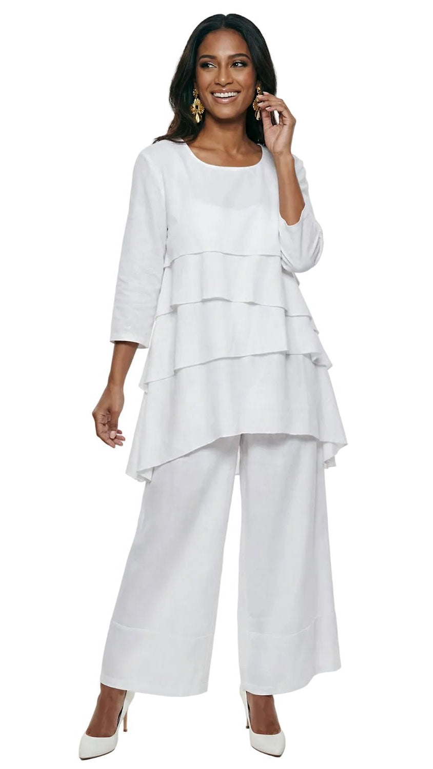 Lisa Rene' , 2Pc. Tunic & Pant Set, Linen/Viscose Fabric. Style 3391