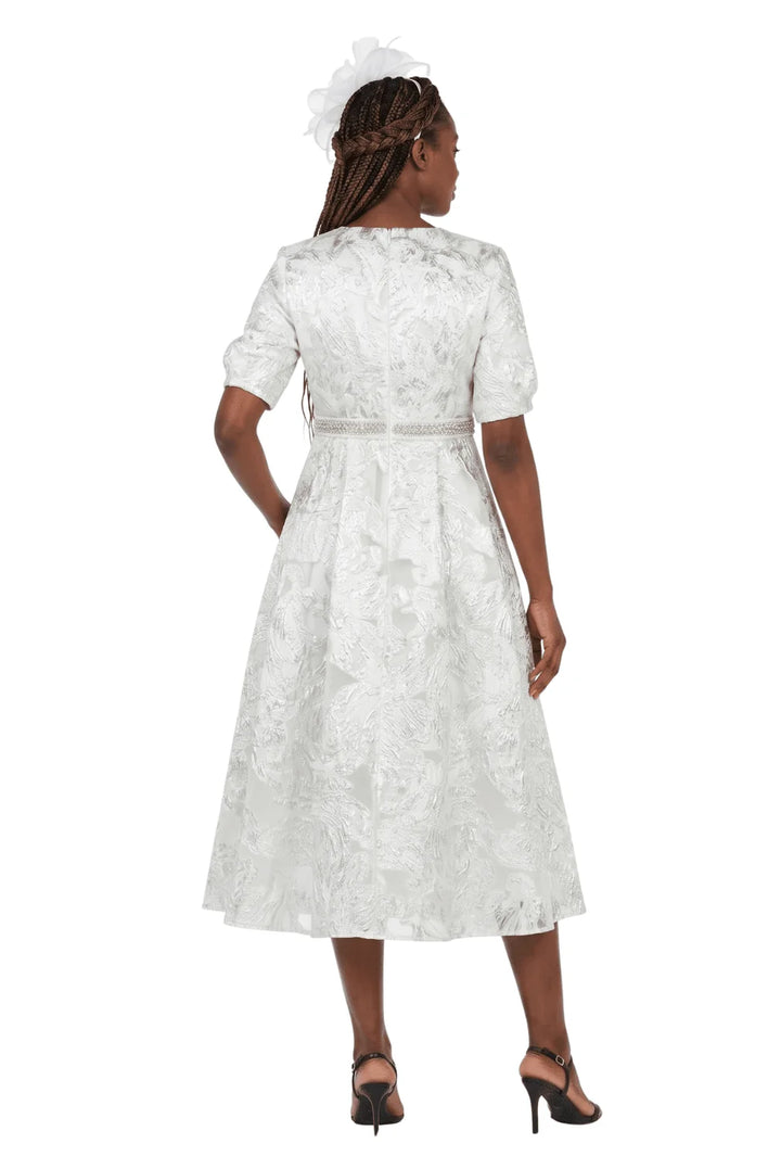 Puff Short Slv Jqd A-line Drs w/ Waist Detail-Plus