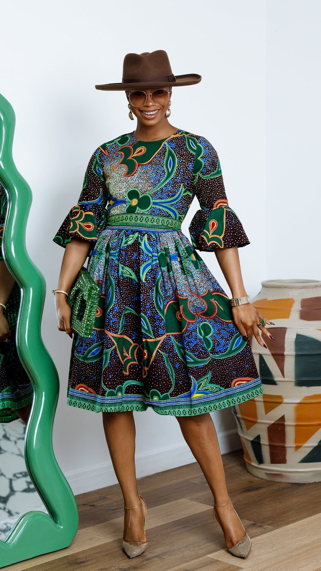 IRENE AFRICAN PRINT MIDI DRESS