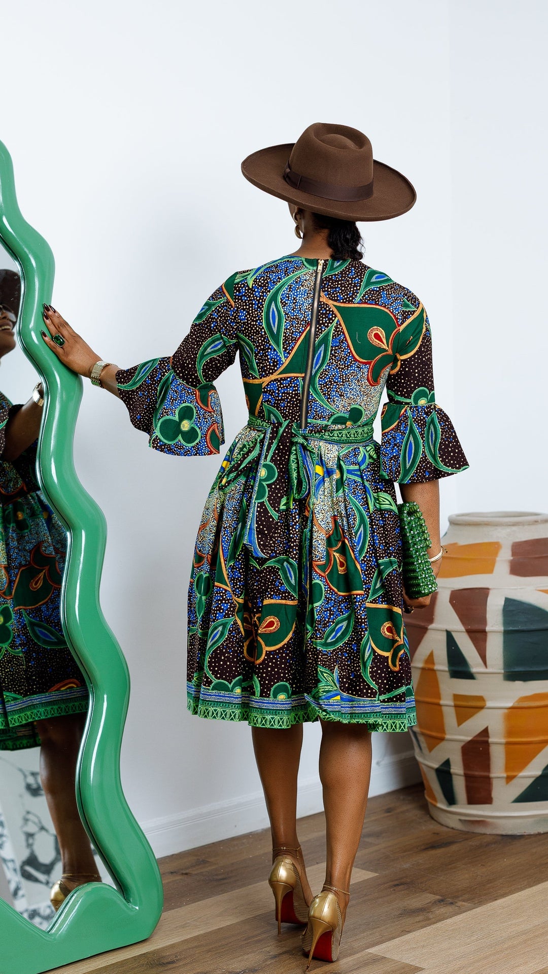 IRENE AFRICAN PRINT MIDI DRESS