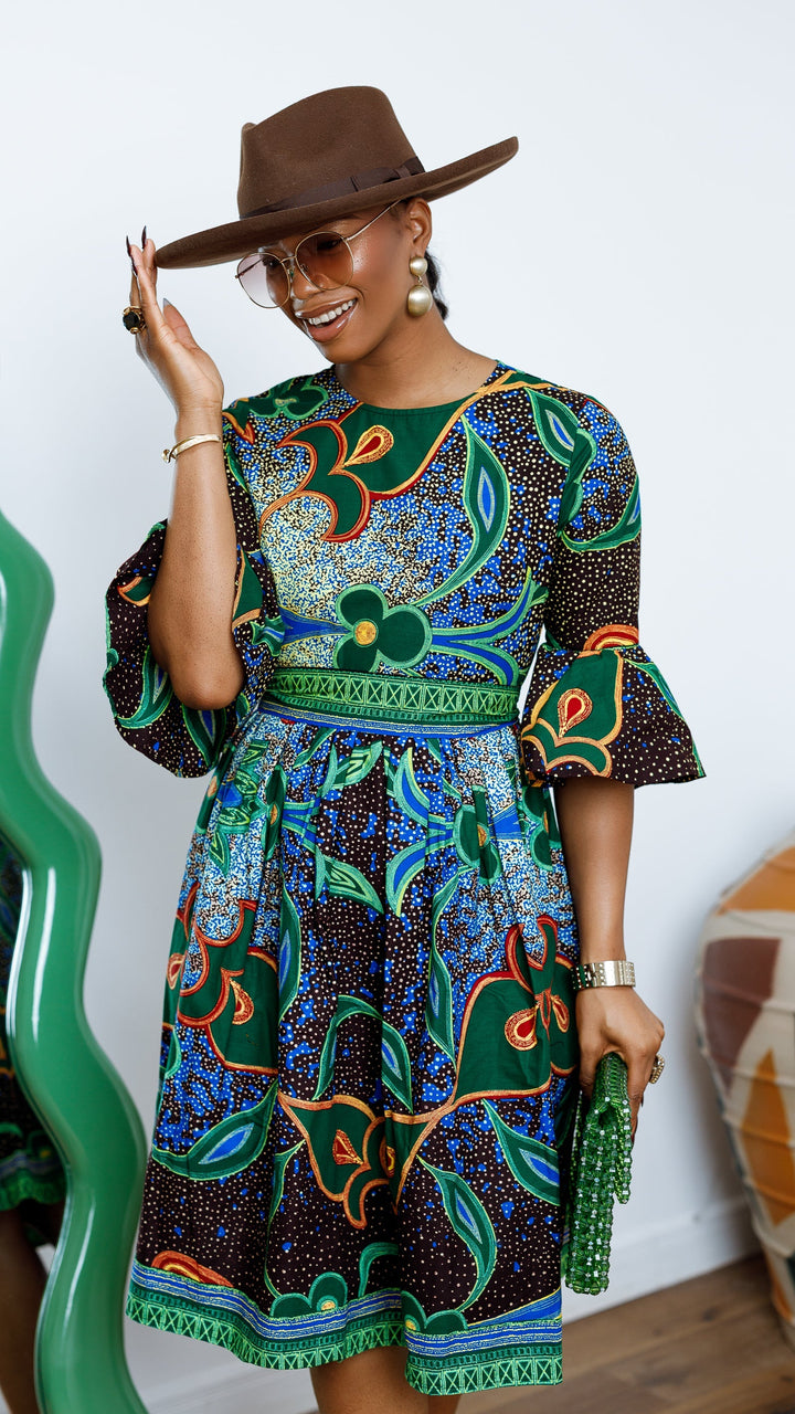 IRENE AFRICAN PRINT MIDI DRESS