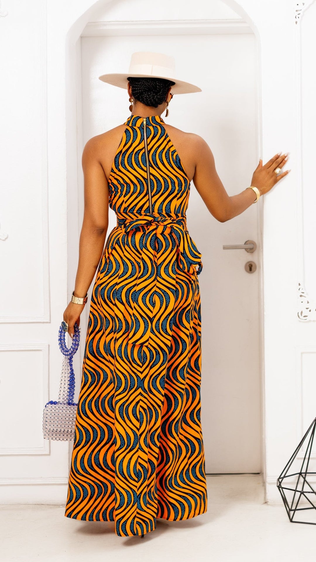 NYLA AFRICAN PRINT MAXI DRESS [ORANGE] ----FINAL SALE