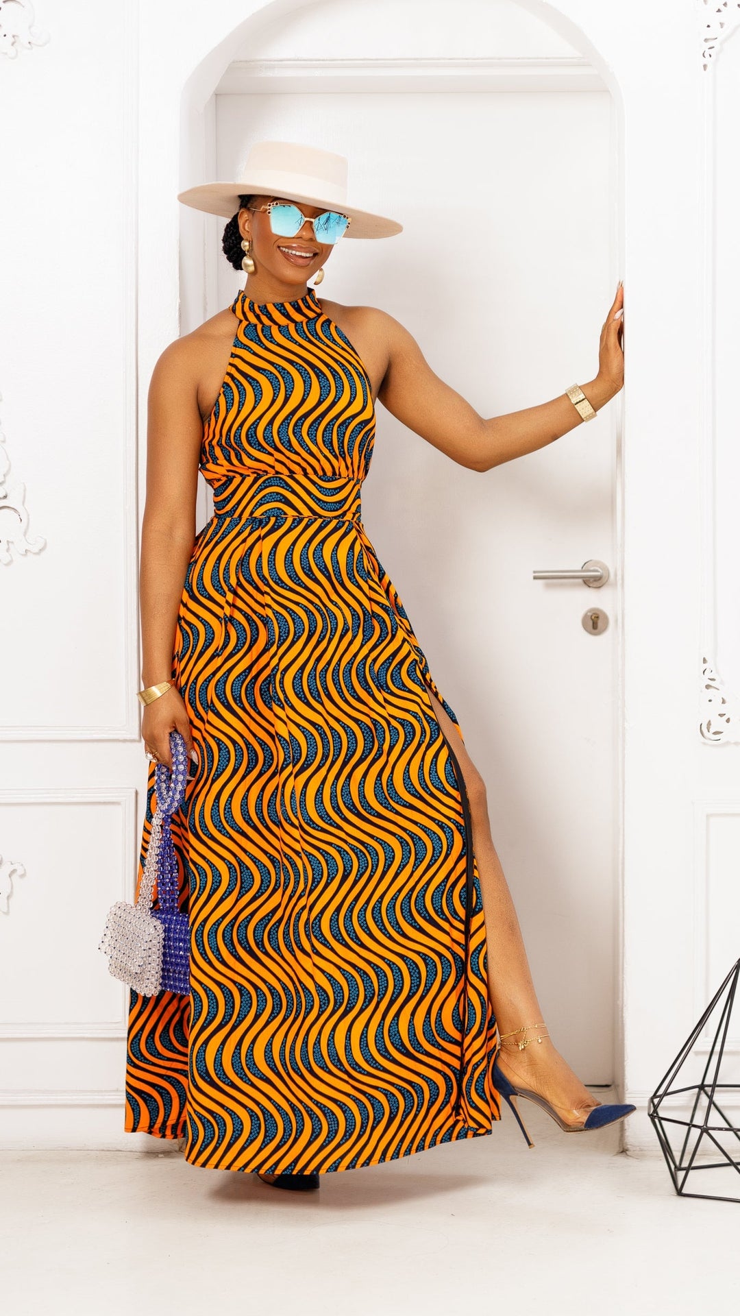 NYLA AFRICAN PRINT MAXI DRESS [ORANGE] ----FINAL SALE