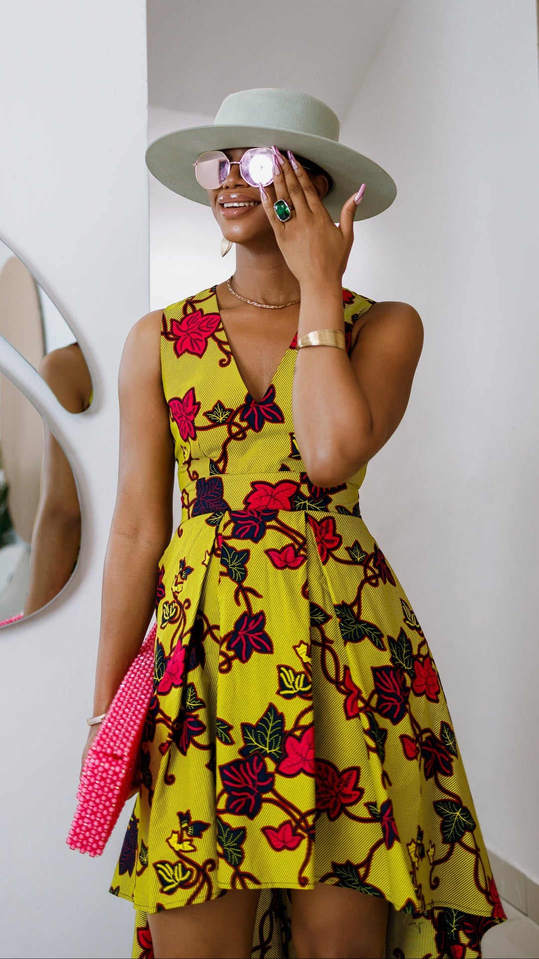 LEWA AFRICAN PRINT HIGH-LOW DRESS [MULTICOLOR]----FINAL SALE
