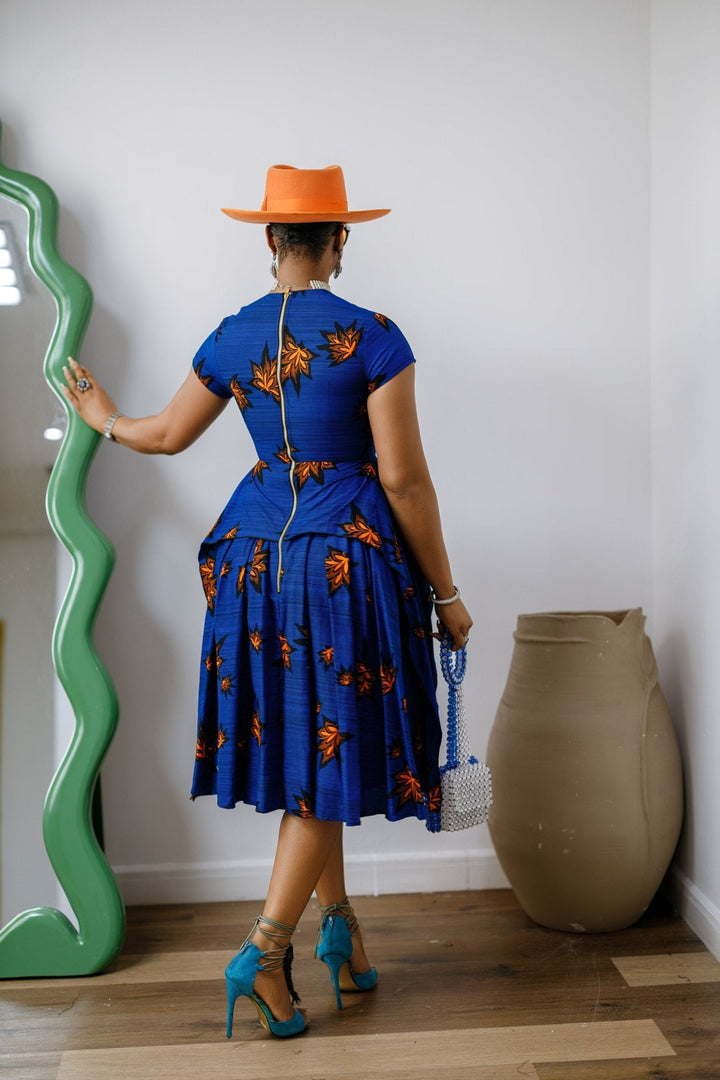ADESEWA AFRICAN PRINT PEPLUM MIDI DRESS [ - Especially Yours