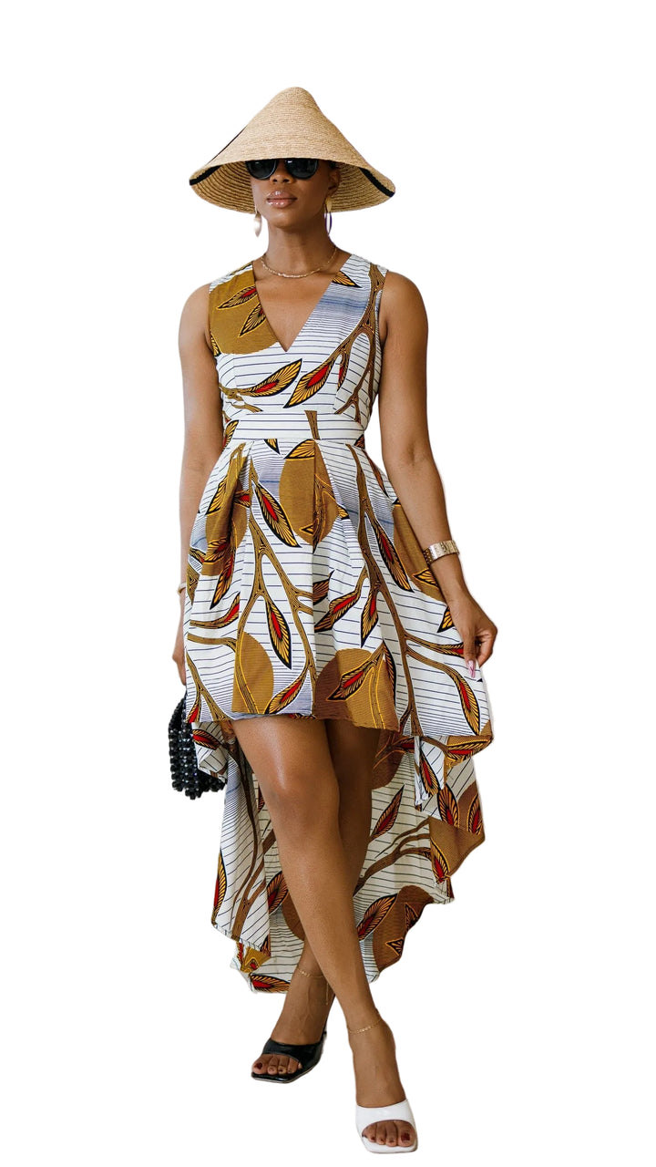 LEWA AFRICAN PRINT HIGH-LOW DRESS----FINAL SALE