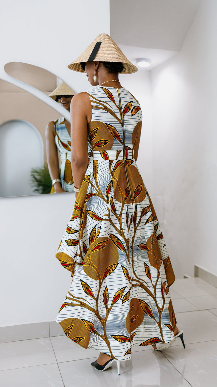 LEWA AFRICAN PRINT HIGH-LOW DRESS----FINAL SALE