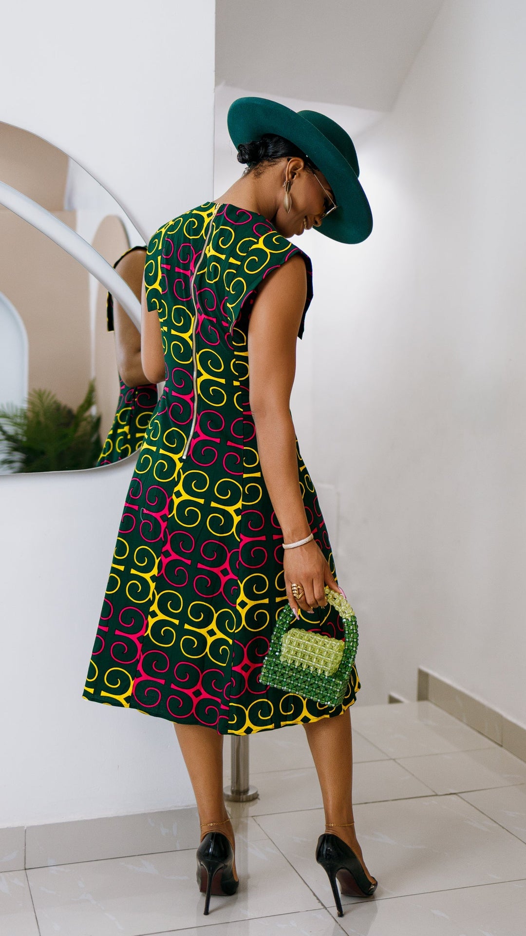 RAISA AFRICAN PRINT SLEEVELESS MIDI DRESS