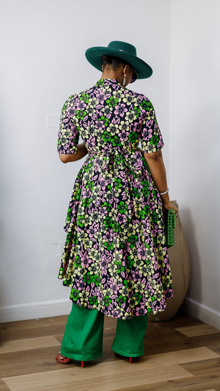 AFUA AFRICAN PRINT BUTTON-FRONT HIGH-LOW TOP