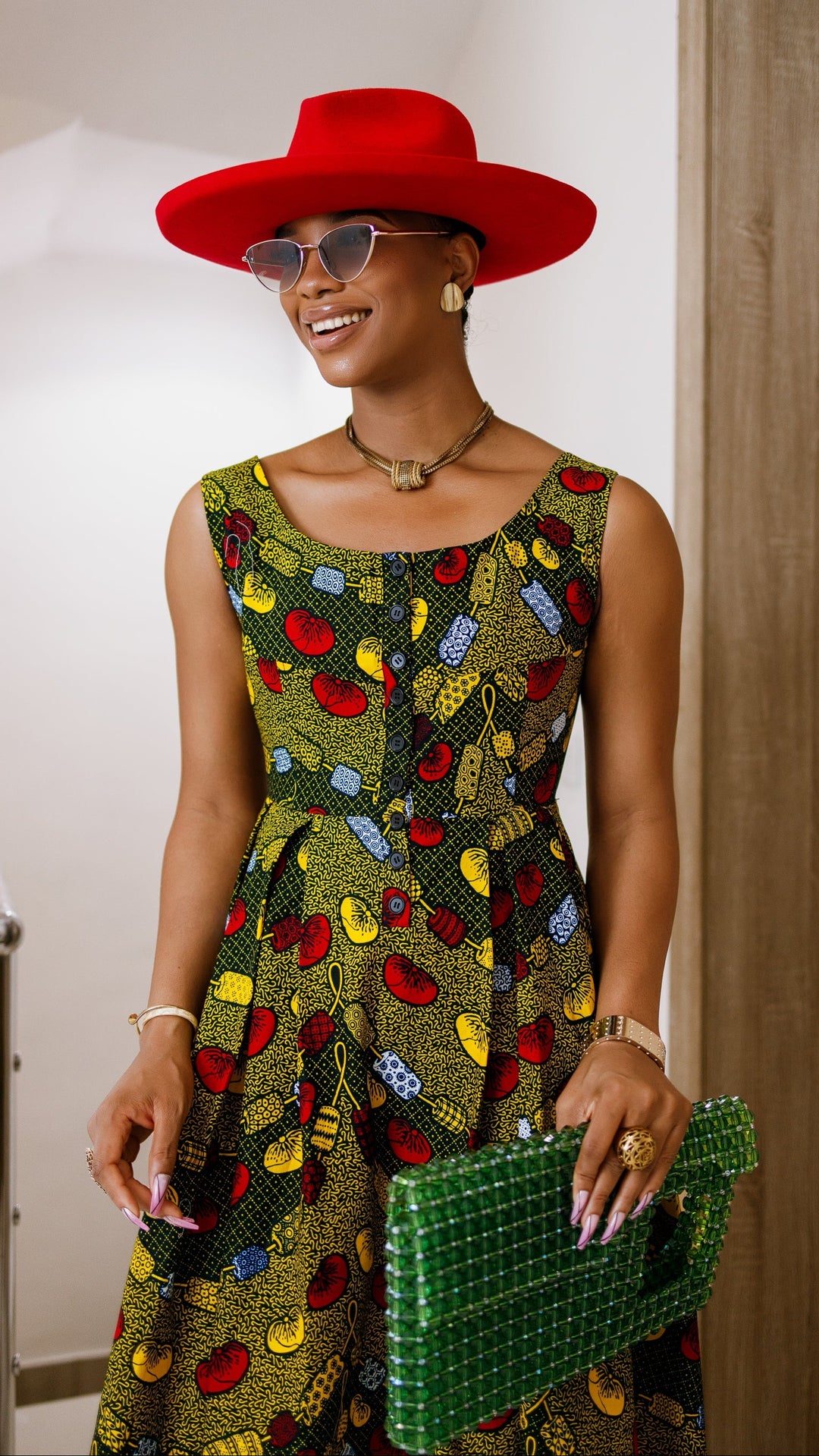 JAJA AFRICAN PRINT SLEEVELESS DRESS [MULTICOLOR]----FINAL SALE