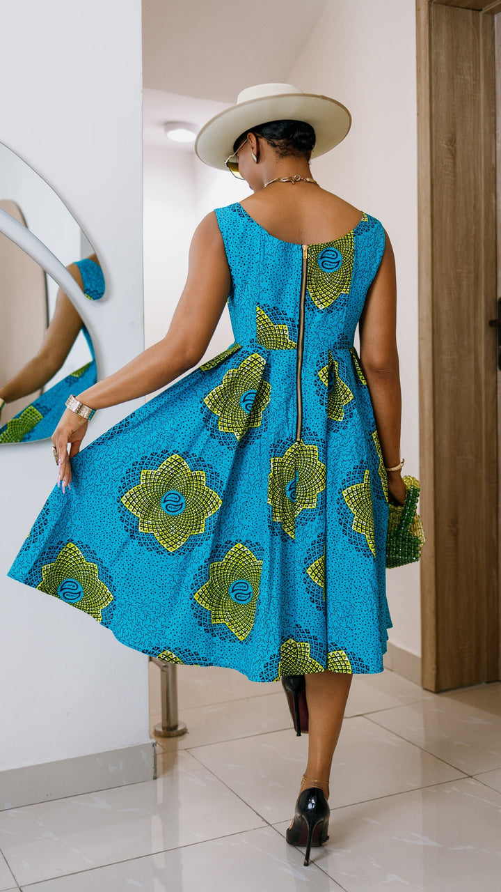 JAJA AFRICAN PRINT SLEEVELESS DRESS----FINAL SALE
