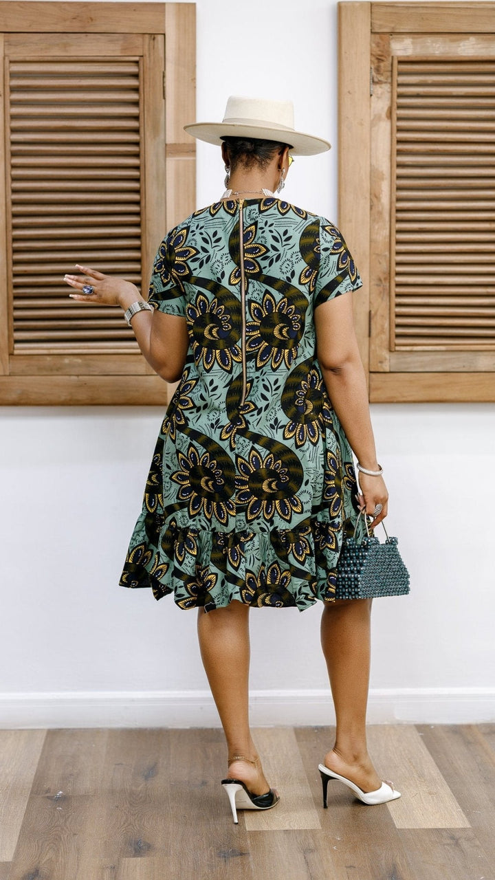 BIMI AFRICAN PRINT TIERED MIDI DRESS - Especially Yours
