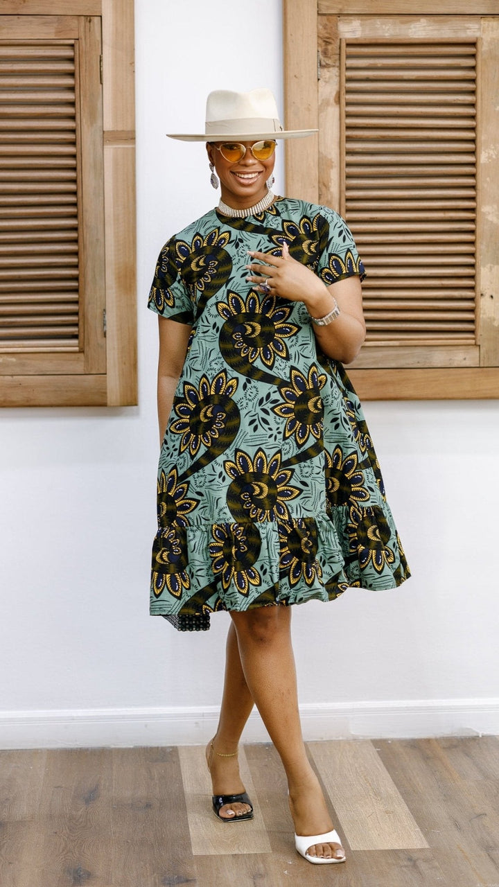 BIMI AFRICAN PRINT TIERED MIDI DRESS - Especially Yours