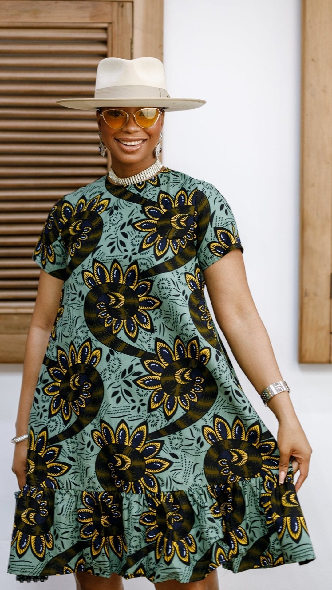 BIMI AFRICAN PRINT TIERED MIDI DRESS - Especially Yours