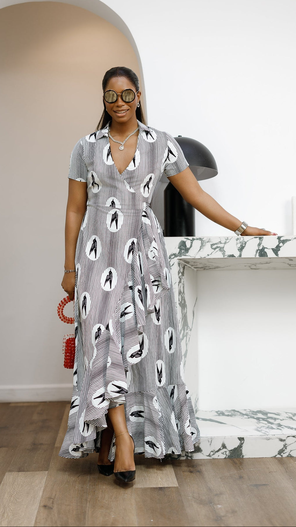 BOLA AFRICAN PRINT WRAP MAXI DRESS----FINAL SALE
