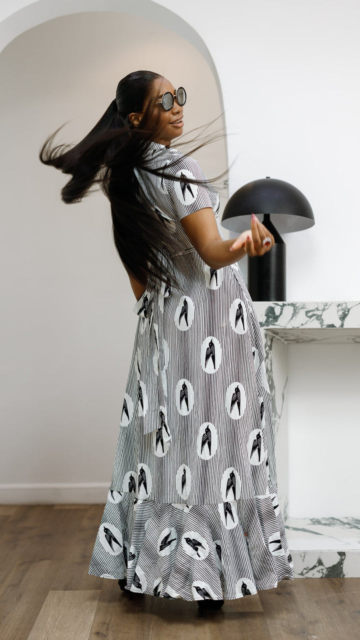 BOLA AFRICAN PRINT WRAP MAXI DRESS----FINAL SALE