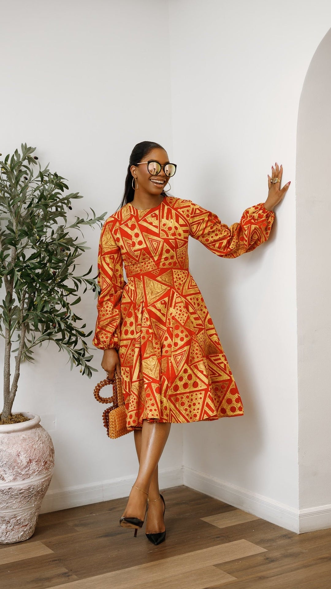 TITI AFRICAN PRINT PUFF SLEEVE DRESS - Especially Yours