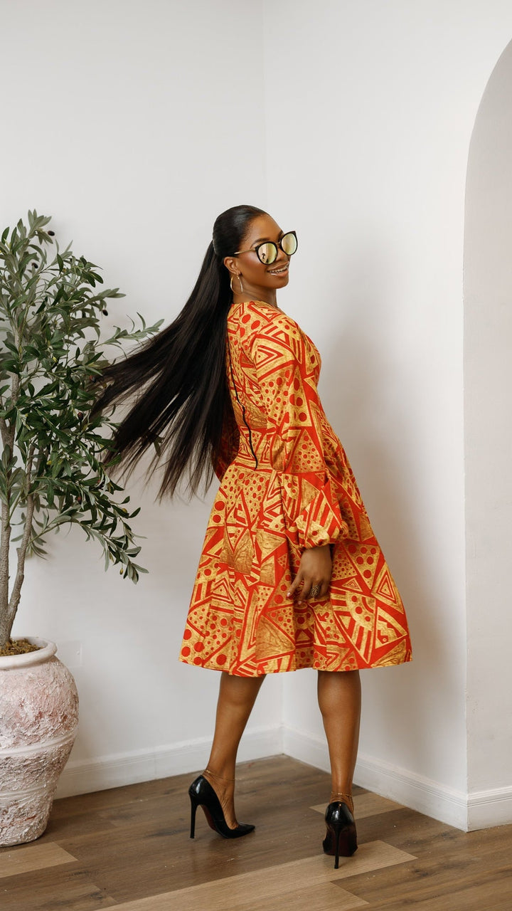 TITI AFRICAN PRINT PUFF SLEEVE DRESS - Especially Yours