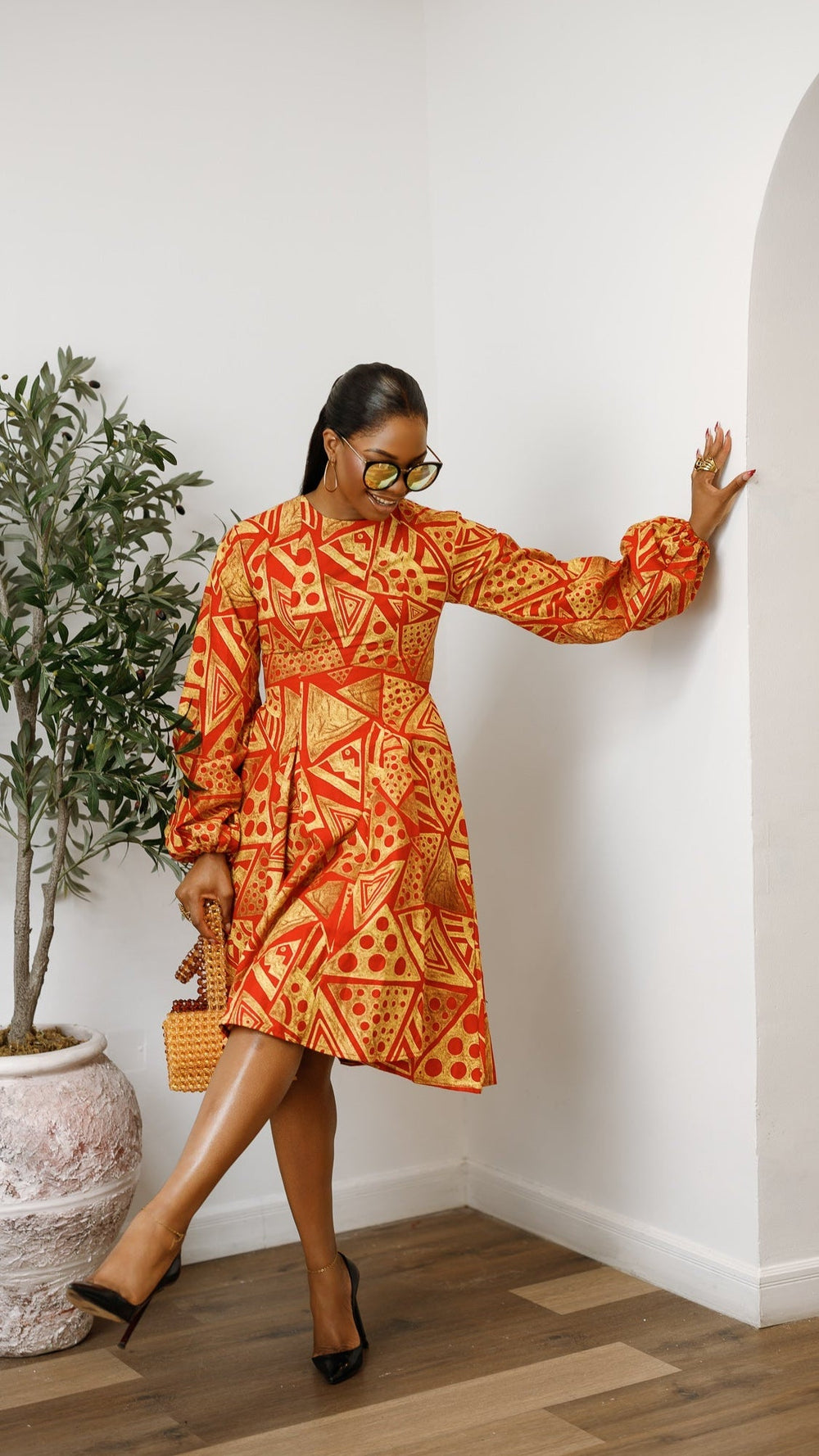 TITI AFRICAN PRINT PUFF SLEEVE DRESS - Especially Yours