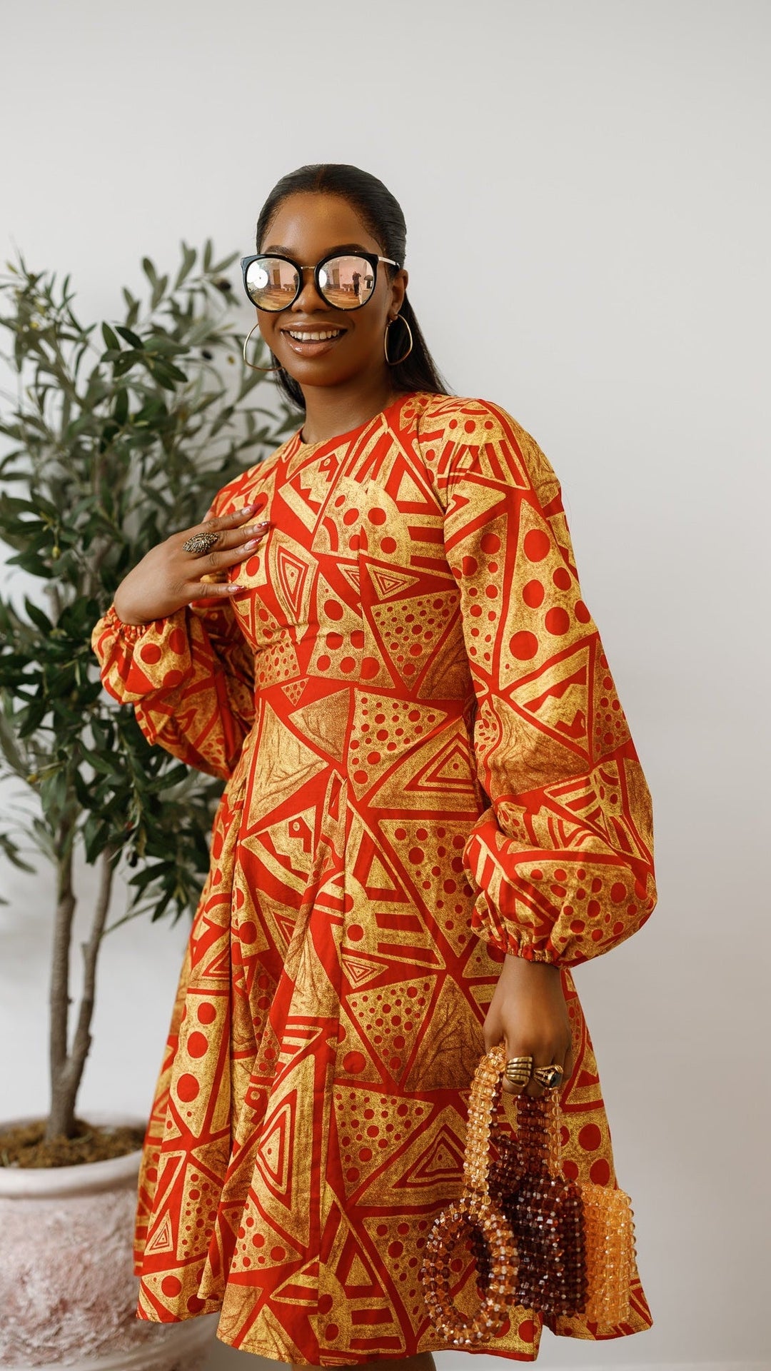 TITI AFRICAN PRINT PUFF SLEEVE DRESS - Especially Yours