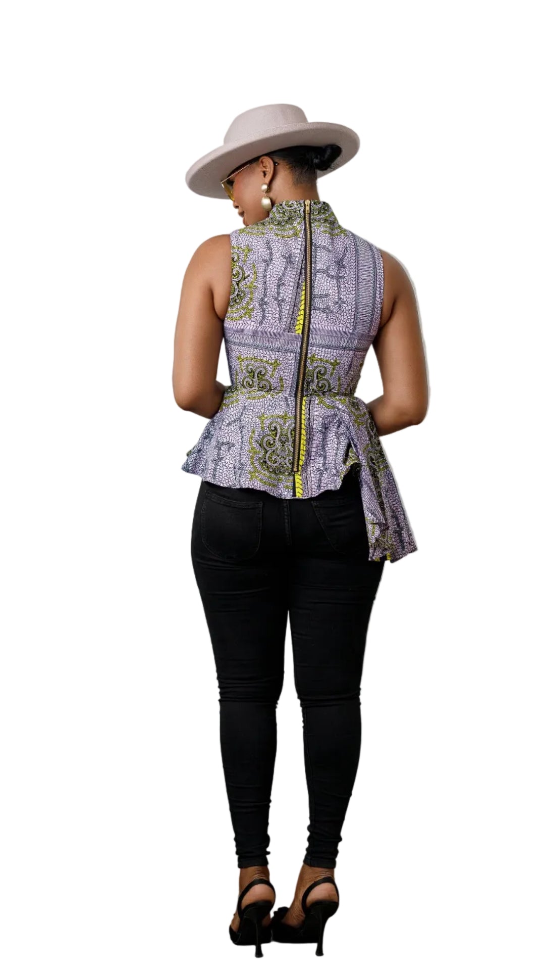 MEENA AFRICAN PRINT ASYMMETRIC TOP [PURPLE]