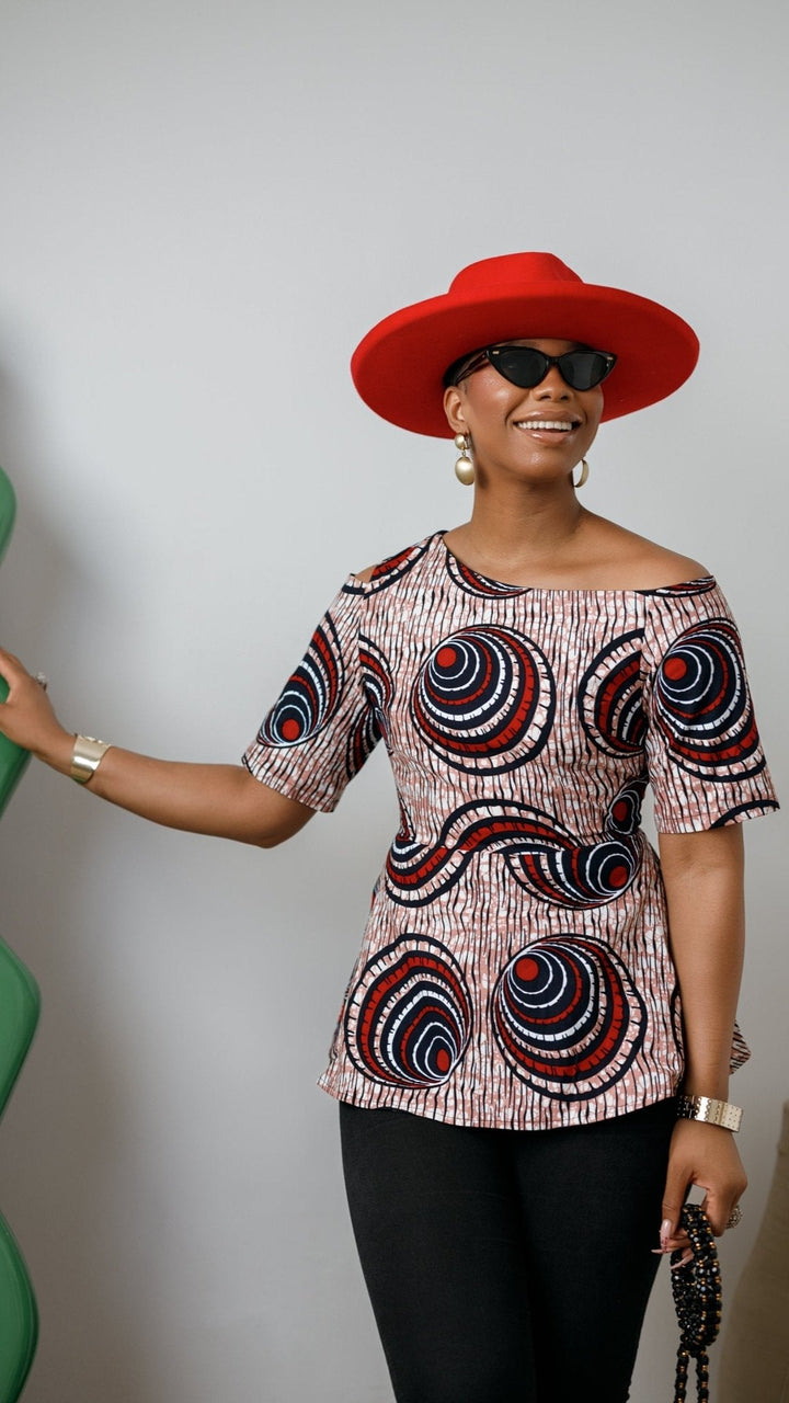 IMARA AFRICAN PRINT ASYMMETRIC PEPLUM TOP [MULTICOLOR] - Especially Yours