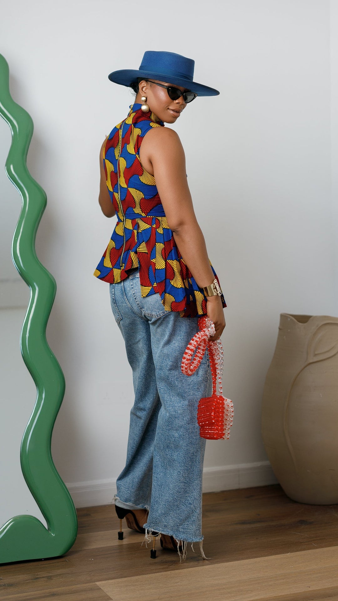 MEENA AFRICAN PRINT ASYMMETRIC TOP [MULTICOLOR]