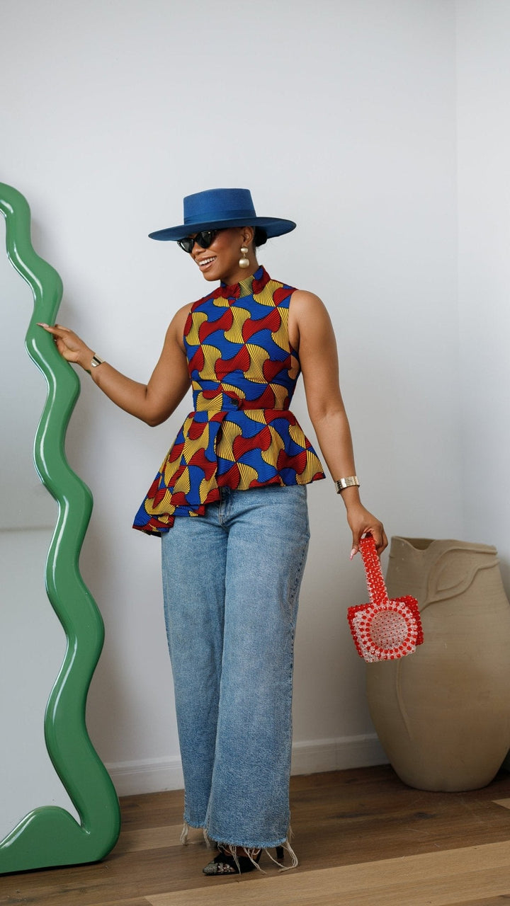 MEENA AFRICAN PRINT ASYMMETRIC TOP [MULTICOLOR] - Especially Yours
