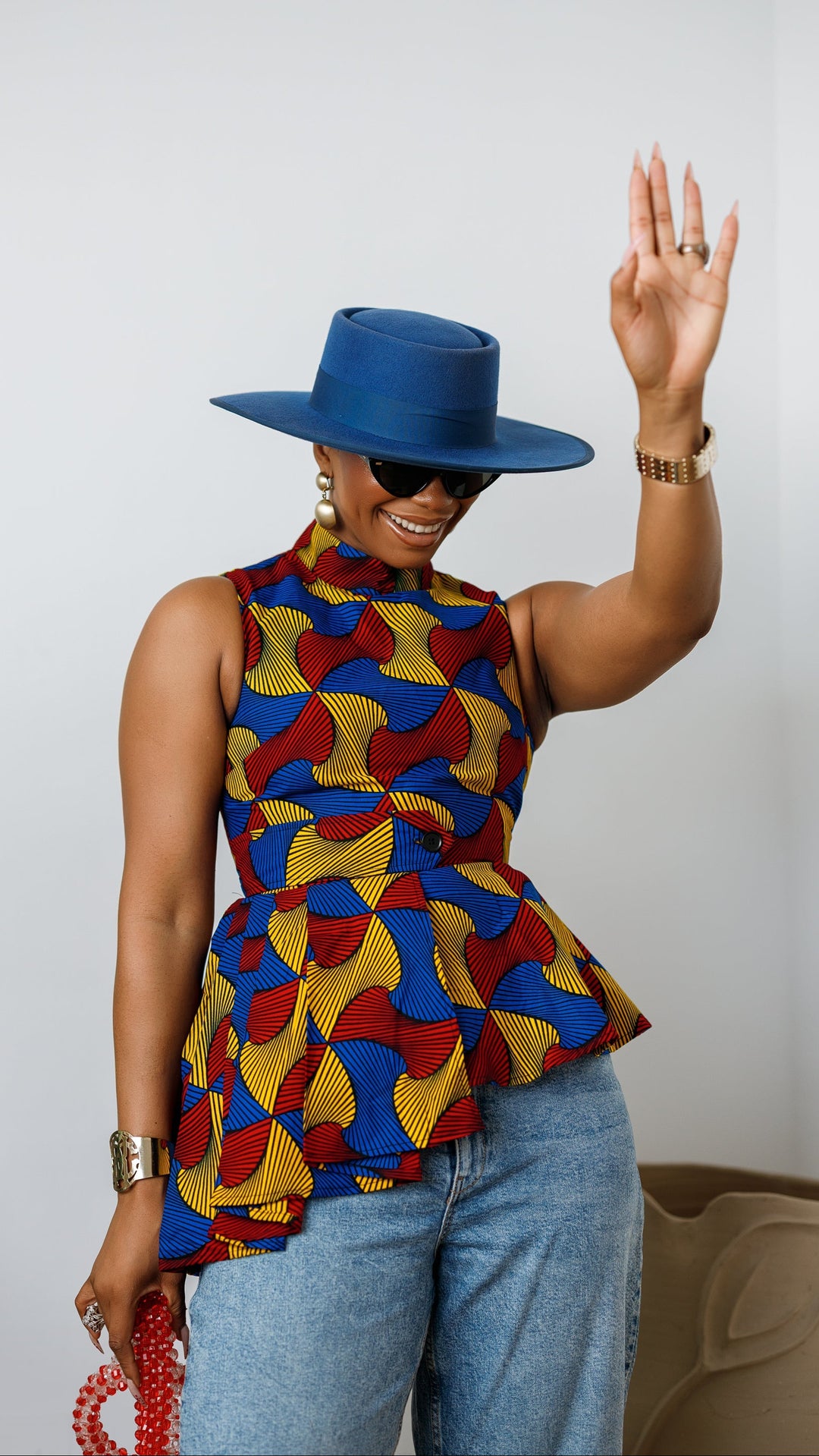 MEENA AFRICAN PRINT ASYMMETRIC TOP [MULTICOLOR]