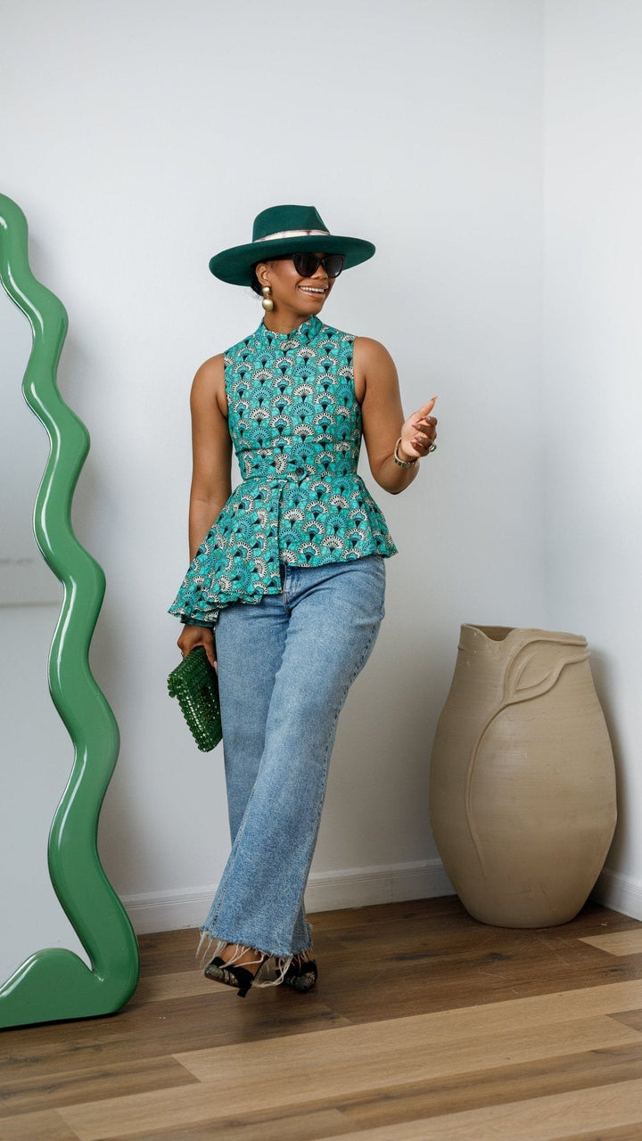 MEENA AFRICAN PRINT ASYMMETRIC TOP - Especially Yours