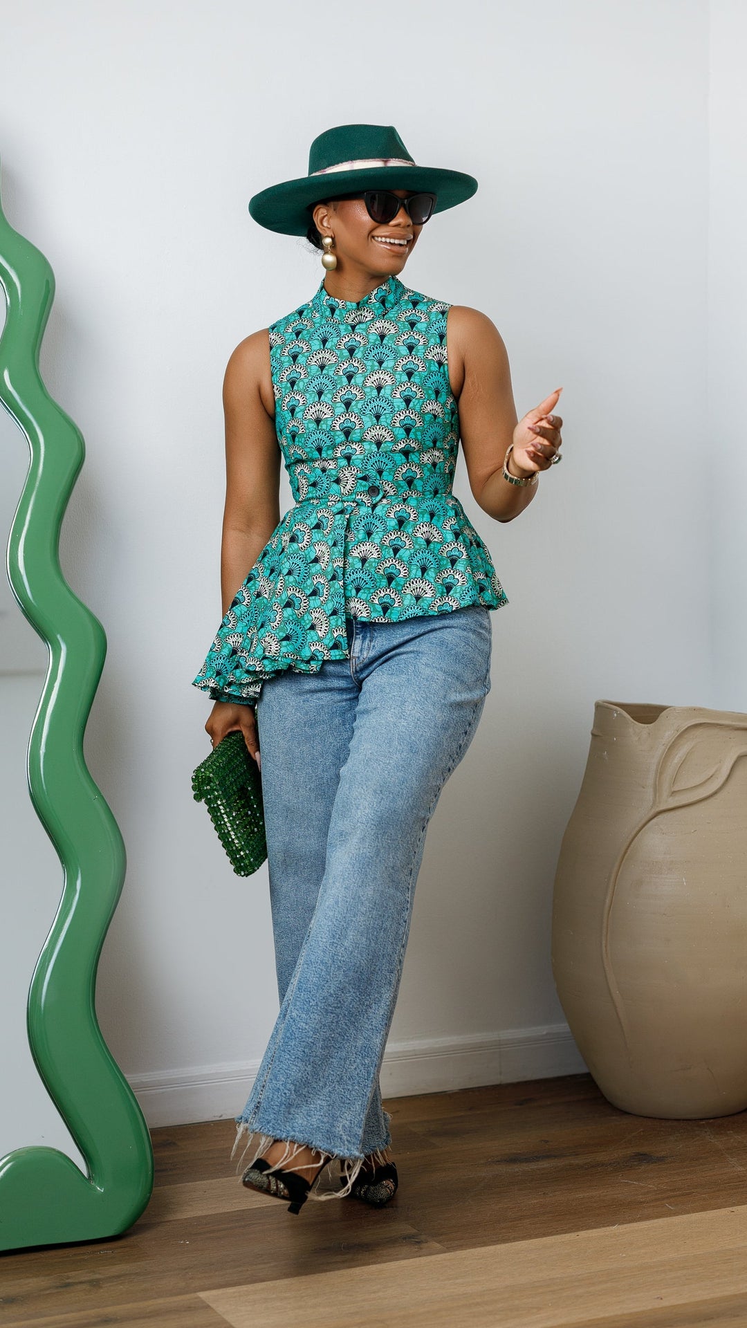MEENA AFRICAN PRINT ASYMMETRIC TOP