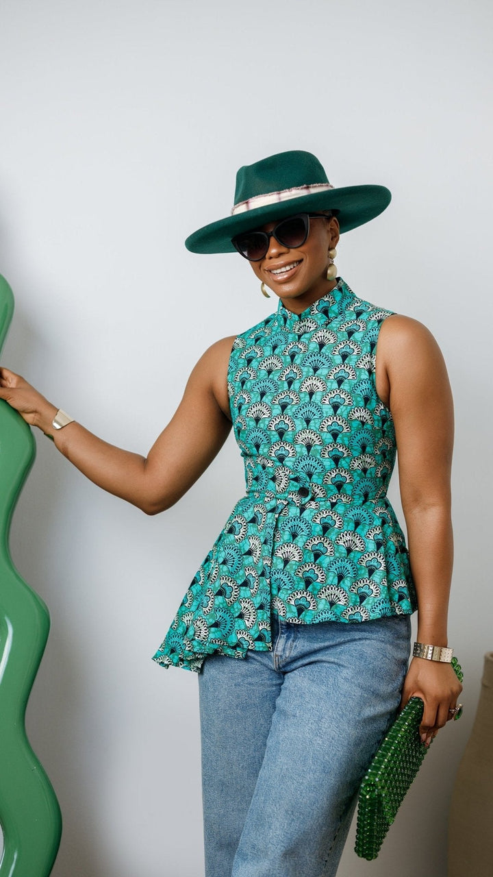 MEENA AFRICAN PRINT ASYMMETRIC TOP - Especially Yours