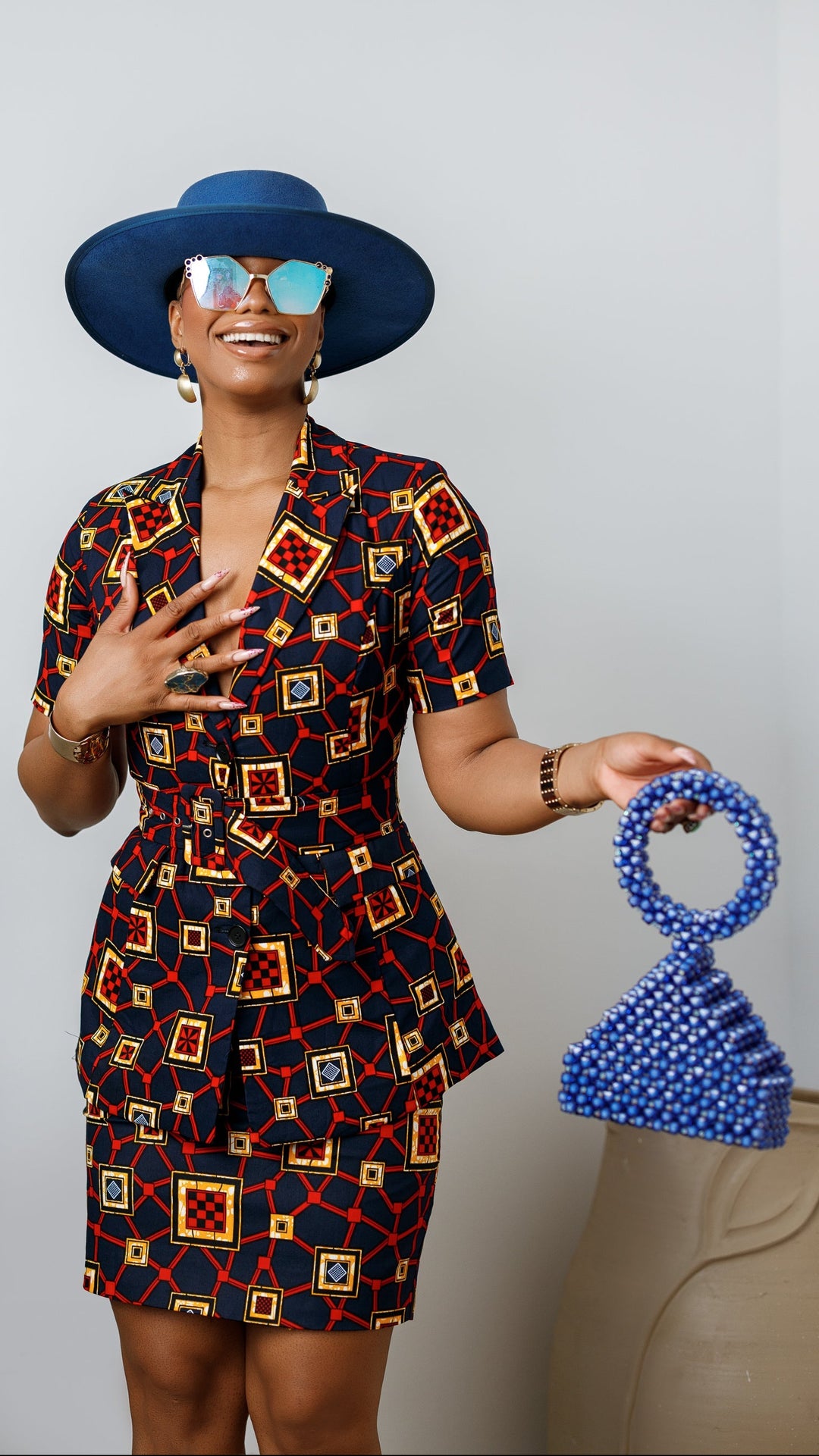 NIFEMI AFRICAN PRINT SHORT SLEEVE SKIRT SUIT SET