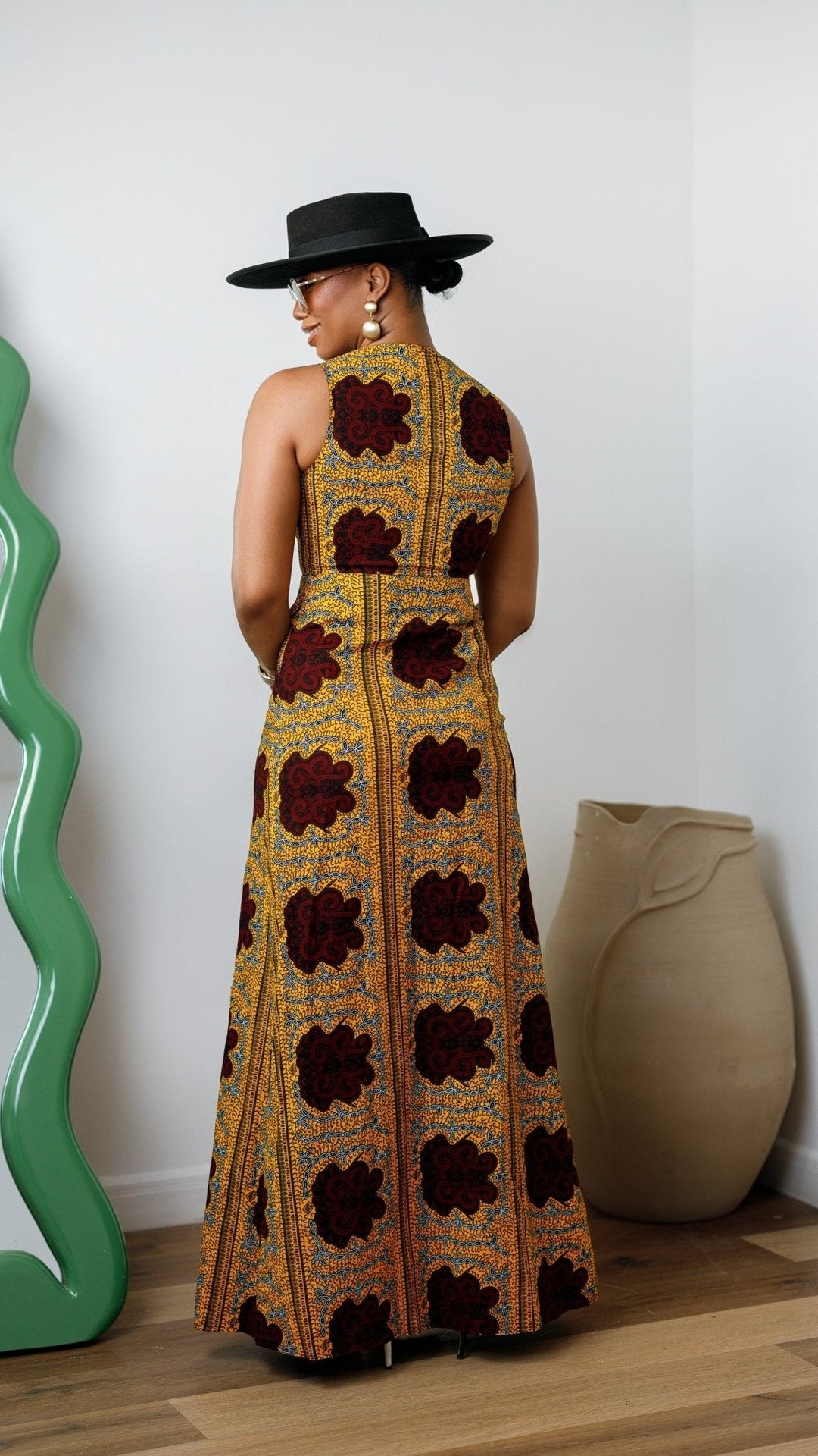 HALIMA AFRICAN PRINT MAXI FRONT ZIP DRESS [YELLOW] - Especially Yours