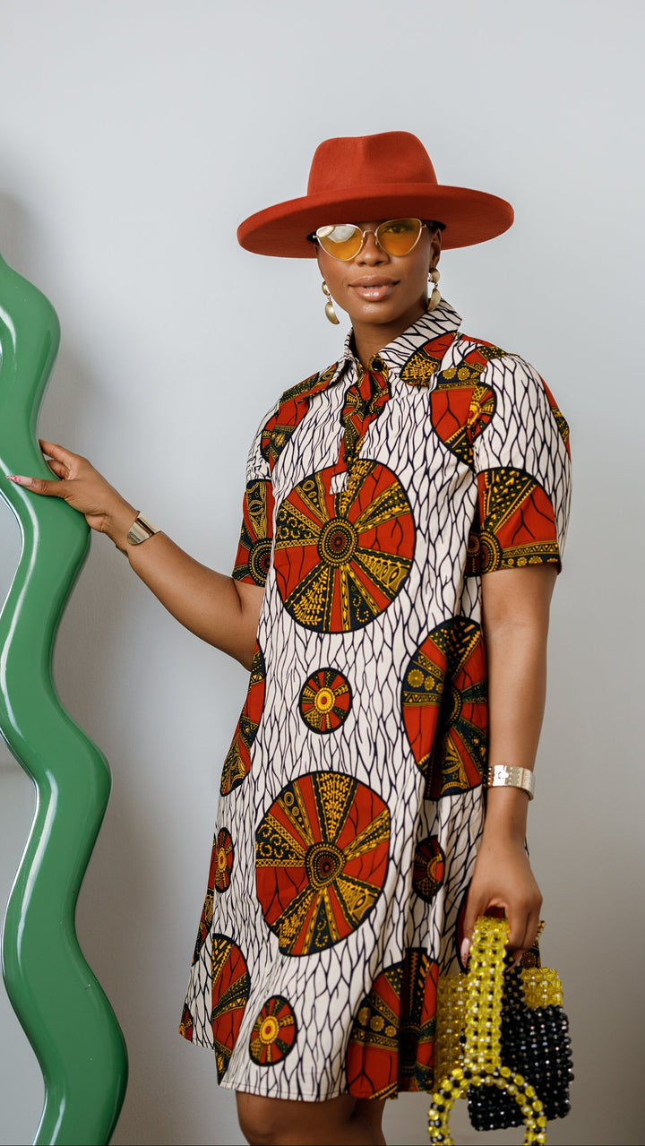 JADE AFRICAN PRINT SHIRT DRESS