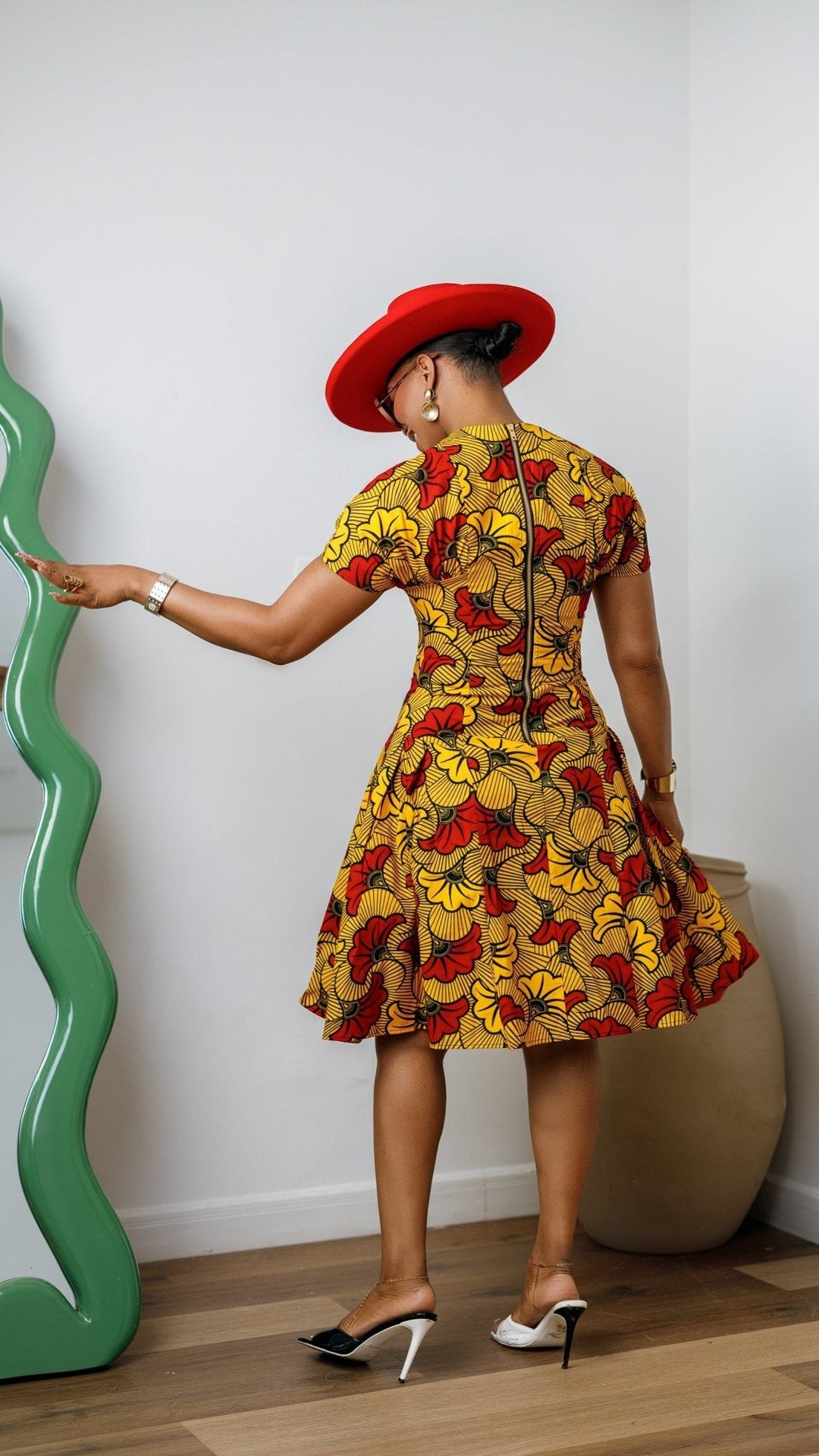 AMARA AFRICAN PRINT FIT AND FLARE MIDI DRESS [MULTICOLOR] - Especially Yours