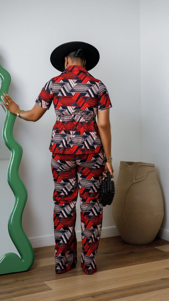 KIKI AFRICAN PRINT SHORT SLEEVE BLAZER PANT SET - Especially Yours