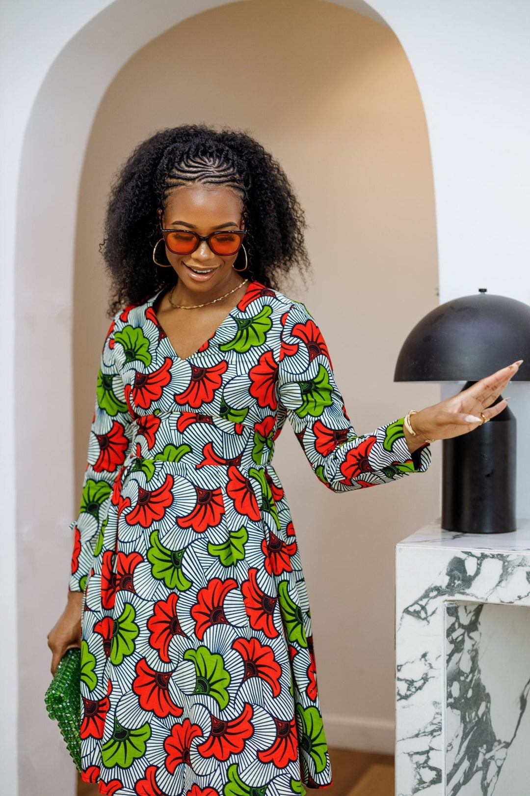 HIJA AFRICAN PRINT LONG SLEEVE MIDI DRESS [MULTICOLOR] - Especially Yours