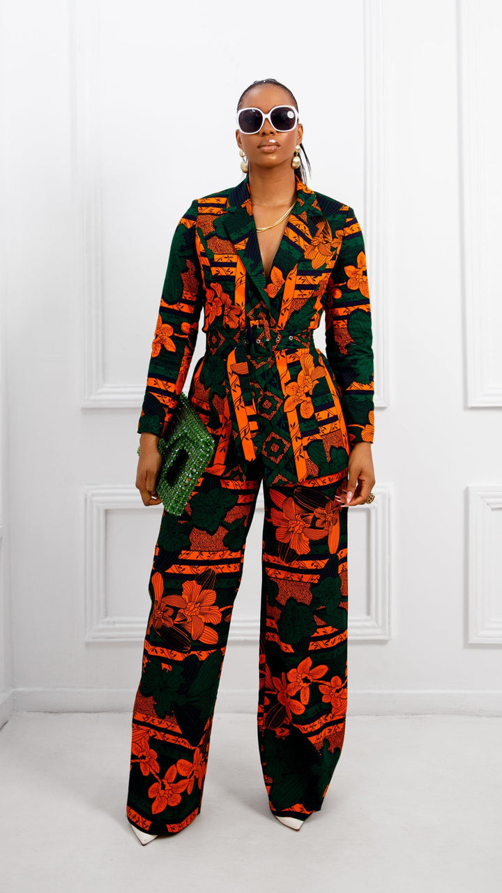 ZYLA AFRICAN PRINT SUIT SET [ORANGE] PRE-ORDER [SHIPS ON OR BEFORE OCT 19TH]